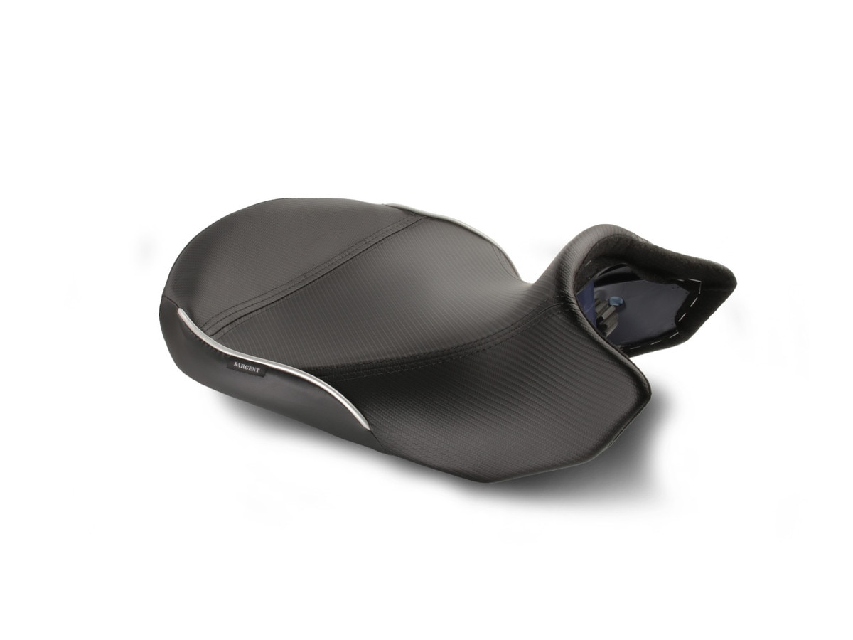 Check out the World Sport Performance Aftermarket Front Motorcycle Seat with CFX and Silver Welt Low Version for the BMW R 1300 GS.